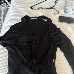 Zara Midnight Black Satin Top